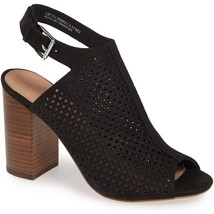 Halogen Women Slingback Sandals Demi Size US 9.5M Black Perforated Leather - £23.37 GBP