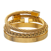 Royal stainless steel bangle 3pcs/set mens roman bracelet men bracelets jeweller - £17.85 GBP