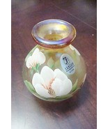 Vintage Fenton  Hand Painted Signed Clear Amber mini vase [aA] - $918.92 MXN