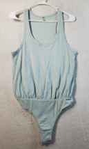 Free People Bodysuit Womens Size XS Blue Knit Cotton Wide Straps Scoop Neck - $18.93
