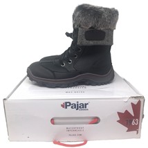 Womens Pajar Alice Black Leather Winter Snow Lace Up Mid Calf Boots Size... - $199.99