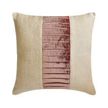 Decorative Pillow Cover Beige &amp; Wine Linen &amp; Velvet Patchwork  - One By One - £20.86 GBP+