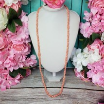 Pink Angel Skin Coral Bead Necklace 34&quot; Long 36 Grams Twisted Multi Strand Neckl - £80.14 GBP