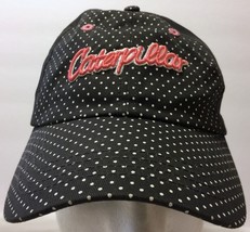 Caterpillar Grey White Polka Dot Pink Logo Strap Hat Cap Tractor Constru... - $31.67