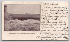 ME Bangor Dam 12 Ft of Water Bangor Maine 1904 To Somerville MA Postcard A39 - £15.58 GBP