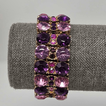 Pink Purple Goldtone Stretch Bracelet - £10.01 GBP