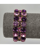 Pink Purple Goldtone Stretch Bracelet - £10.01 GBP