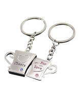 2pcs Pair Couple Keychains Cheers for Love Mugs Cups Pink Blue Queen USA... - £6.29 GBP