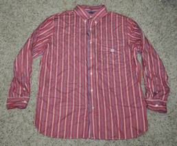 Mens Shirt Chaps Red White Blue Striped Button Up Long Sleeve Sport $50-... - £15.48 GBP