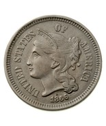 1866 3 Cent Nickel 3CN in Extra Fine XF Condition, Natural Color, Strong... - $105.80 CAD