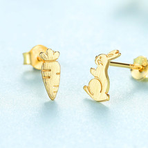 Rabbit Stud S925 Silver Earrings Cartoon Earrings Style Creative Simple Love Bru - £9.65 GBP