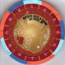 2009 YEAR OF THE OX $8 RIO Casino Chip - $14.95