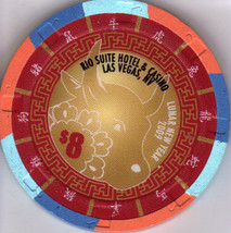 2009 Year Of The Ox $8 Rio Casino Chip - $14.95