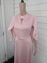 70s Cape Dress Pink Formal Maxi Vintage Miss Rubette S M - £30.67 GBP