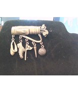 Vintage JJ Jonette Golf Club Bag Ball Pin Flag Shoe Charm Pewter Brooch ... - $188.49 MXN