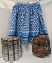 New Native American Seminole Women&#39;s Handmade Blue Shield Print Ribbon Skirt 2XL - $44.54