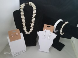 5 Piece White Jewelry Set. Necklace, Bracelet, Bangle, Earrings (92) $12.99 - $12.99
