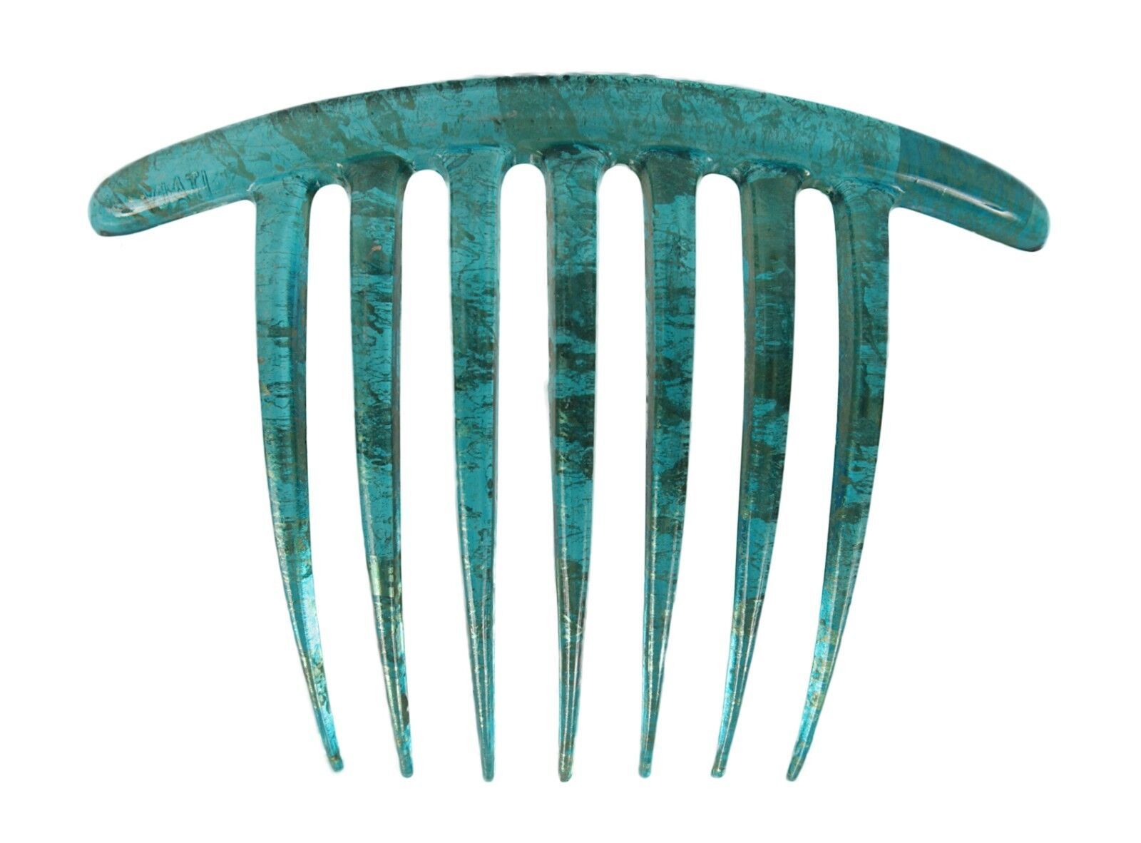 Caravan French Twist Comb Hand Painted in Turquoise and Gold Vine - $17.81
