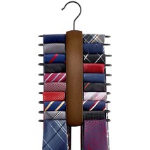 Wooden Tie Rack Retro Tie Belt Storage Hanger Organizer For Men Closet Space Sav - £12.78 GBP