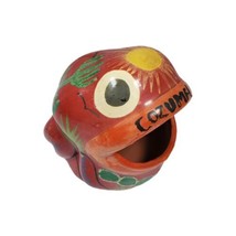 Vintage Hand Painted Mexican Pottery Frog Sponge Spoon Holder 4.5&quot; Man S... - £14.05 GBP