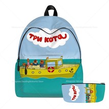 Three Kittens Backpack Cartoon Three Cats 2pcs Schoolbags Boys Girls Travel Soft - £37.69 GBP