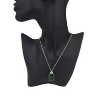 Elizabeth Taylor Faceted Green CZ Enhancer Pendant 20” Necklace Missing A Stone - £146.36 GBP