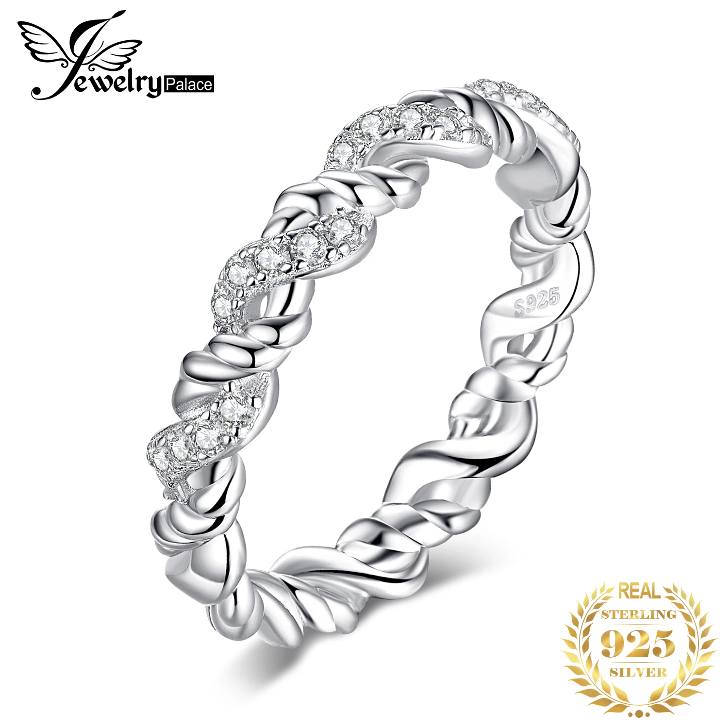 925 Sterling Silver Cubic Zirconia Ring Stakable Wedding Band Promise Anniversar - £17.21 GBP