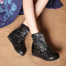 Women&#39;s Ankle Boots Soft Flats Shoes Fashion Women Autumn Winter Genuine Leather - £56.33 GBP