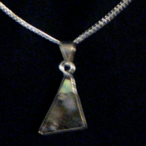 Sterling Silver 925 18&quot; Necklace with Real Abalone Shell Pendant -Mother... - $24.60