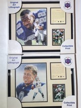 Troy Aikman Emmitt Smith Dallas Cowboys Framed Lithograph Art Print Set Of 2 Lot - £27.46 GBP