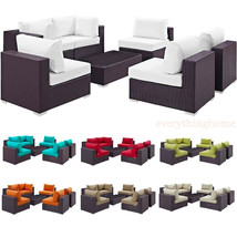 7-Piece Outdoor Rattan Convertible Sectional Sofa Loveseat Chairs Coffee Table - £3,156.82 GBP