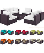 7-Piece Outdoor Rattan Convertible Sectional Sofa Loveseat Chairs Coffee... - £3,172.72 GBP