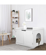 White Cozy Cat House Cat Washing Wooden Litter Box Multi-Use Storage Dou... - £91.46 GBP