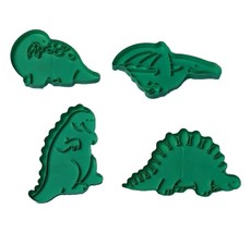 Vintage 4 Cookie Cutters Dinosaurs Wilton 1980s 2304 Green Plastic Taiwa... - $8.76