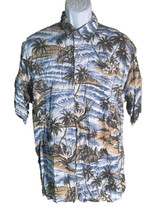 PIERRE CARDIN Men&#39;s Short Sleeve Button Down Floral Hawaiian Shirt Large - $9.40