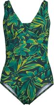 Lands End Plus Size 16 Tummy Ruched One Piece Lined Swimsuit Green Floral - $36.82