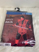 New Red Ninja Boys Sz S 6 Complete Ninia Costume Dress Up Halloween - £9.30 GBP