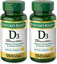 Nature&#39;s Bounty Vitamin D-5000 IU Softgels, Maximum Strength 150 ea ( Pack of 2 - £15.82 GBP