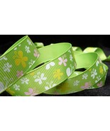 5/8&quot; inch BUTTERFLY lime green chartreuse pattern RIBBON - 1 yd wing hop... - $2.96 CAD
