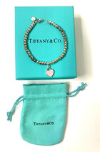 Tiffany &amp; Co. Retired Pink Mini Heart Tag Silver Bead Bracelet Return to Tiffany - $197.89