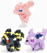 3 Nanobock Sets - Eifie, Blacky and Mew (Espeon and Umbreon) Pokemon Cha... - $31.67