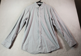 Nat Nast Shirt Men Medium Gray White Check Cotton Long Sleeve Collar Button Down - £16.60 GBP