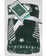 2 Raised Loop Design Christmas Trees Stars Cotton Velour 16&quot; x 26&quot; Hand ... - $34.16 CAD
