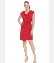 London Times Womens Sheath Dress Red Stretch Cowl Neck Side Twist Zipper 2 New - £27.57 GBP
