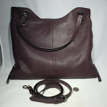 Vince Camuto Textured Dark Burgandy Leather Tote Emely VAMP Sides Zip Ex... - $119.95