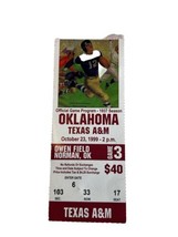 1999 Texas A&amp;M Aggies vs Oklahoma Sooners Ticket Stub at Owen Field in Norman OU - £7.87 GBP