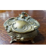 VINTAGE CASKET GOLD METAL GILT JEWELRY BOX 4.25 LONG 3 HIGH 3 DEEP ART N... - $33.70 CAD