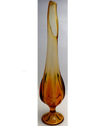 1950s Amber Waterfall Pressed Glass Vase  - £43.83 GBP