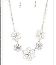 Fiercely Flowering White Paparazzi Necklace - $5.00