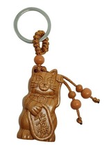 Lucky Cat Keyring Carving 3D Lucky Fortune Cat Maneki Neko Keychain Key Ring Uk - £4.21 GBP